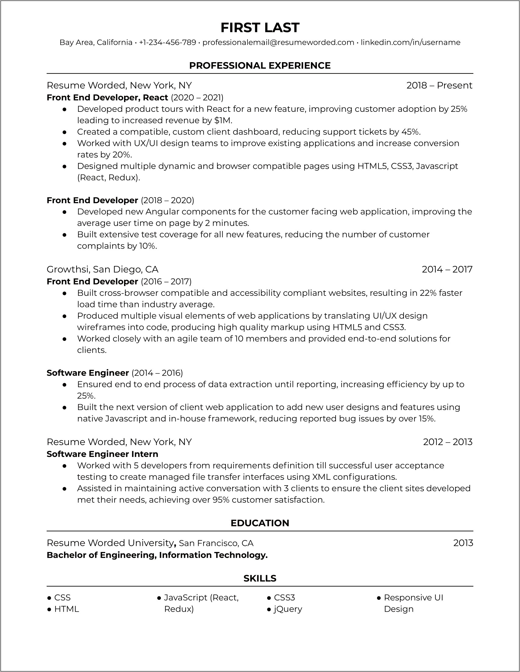 Web Application Developer Sample Resume