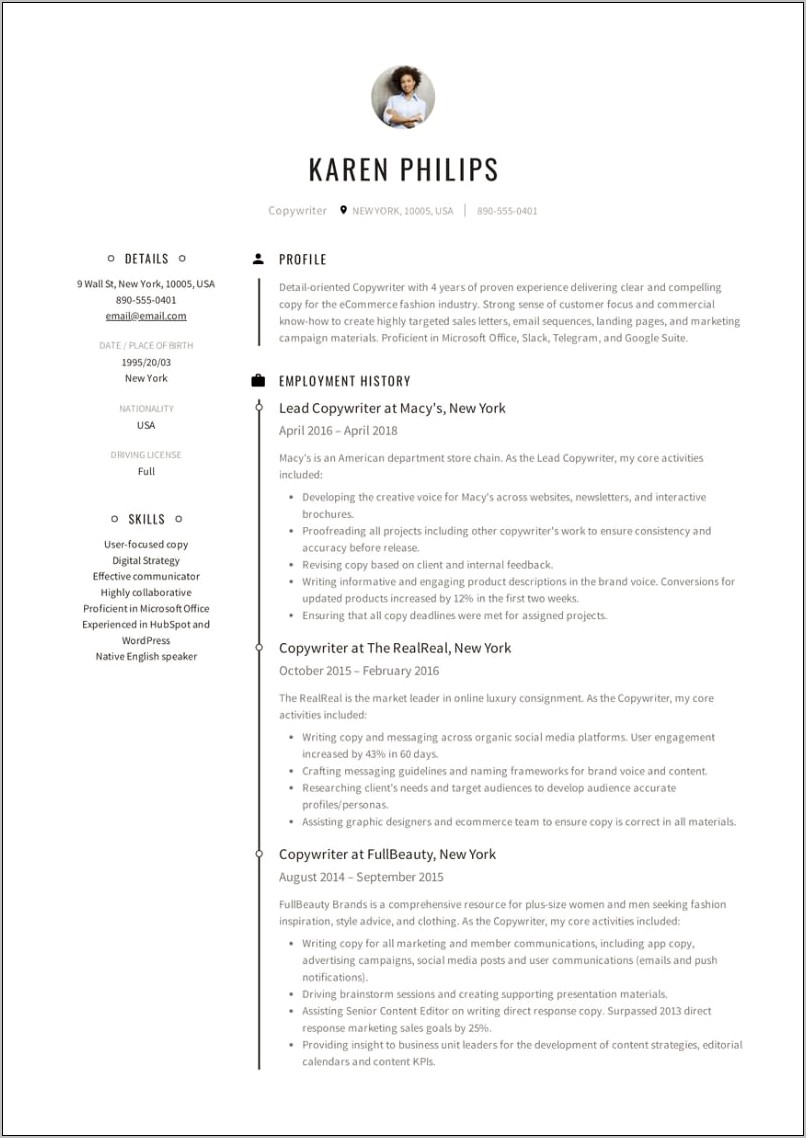 Web Design Marketing Resume Examples