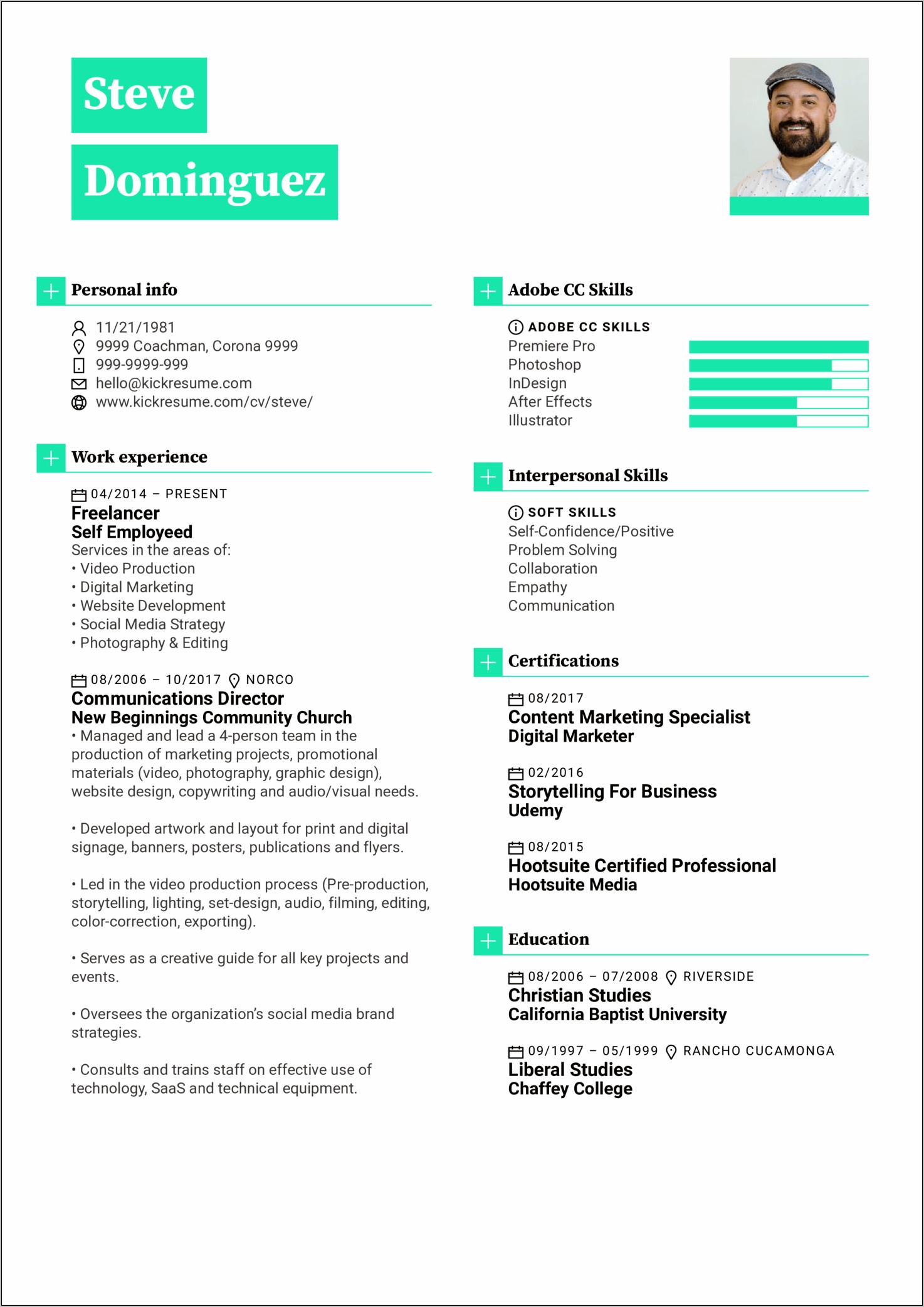 Web Designer Resume Template Examples