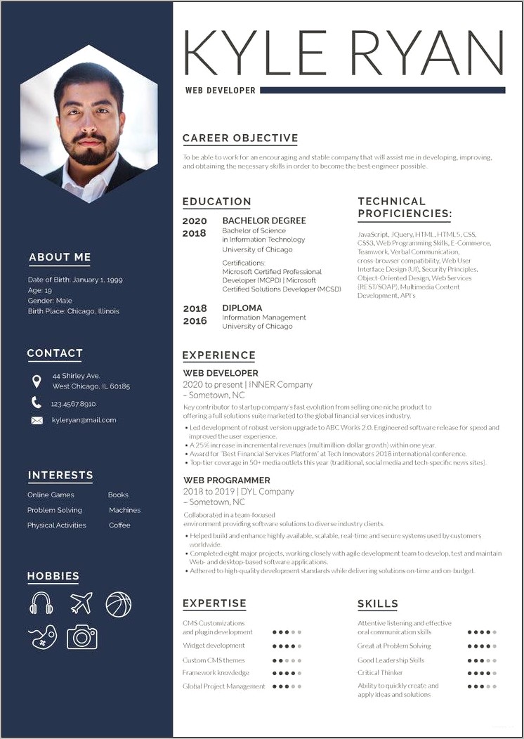 Web Developer Resume Skills Section