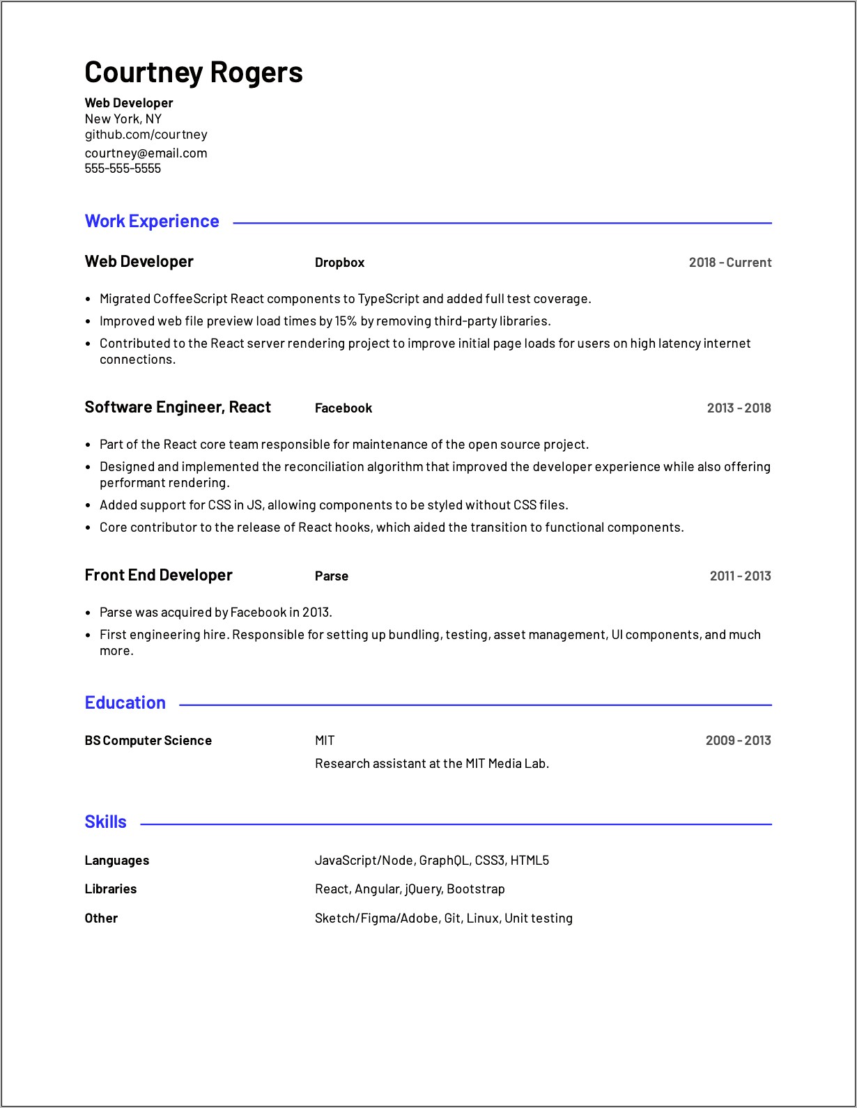 Web Developer Resume Summary Examples