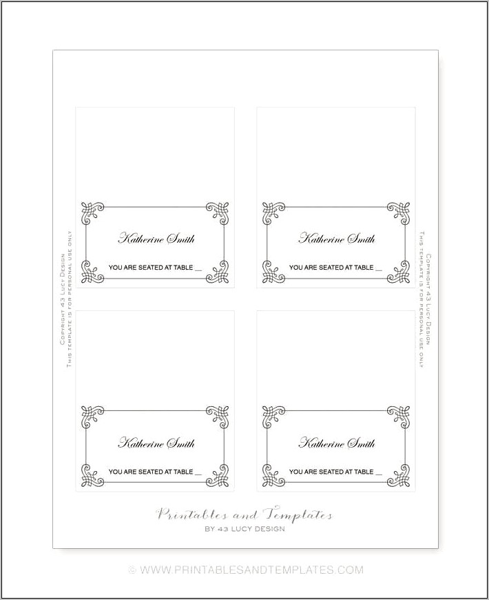 Wedding Place Cards Template For Microsoft Word Free