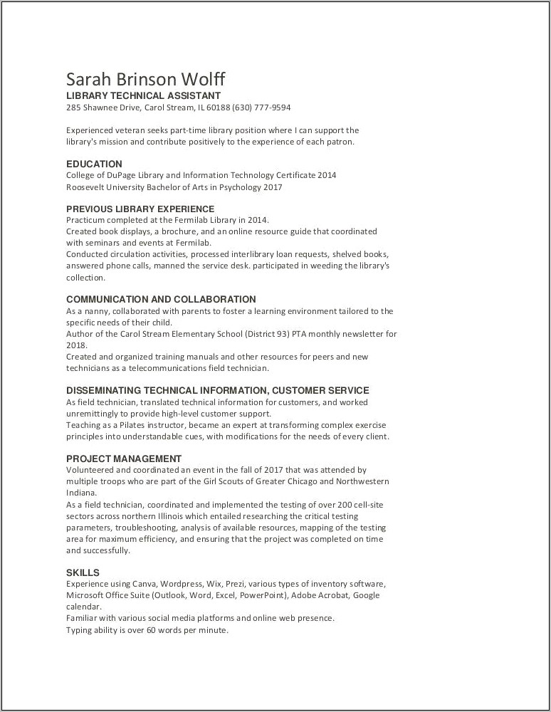 Weeding A Library Skills Resume