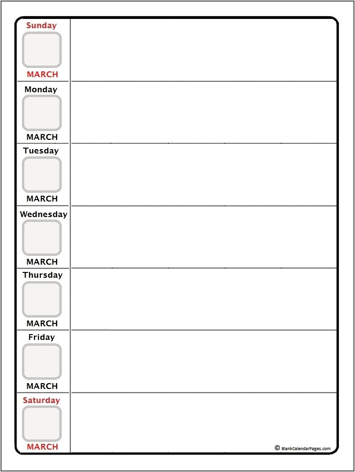 Week Calendar Template Mon Through Sun Online Free