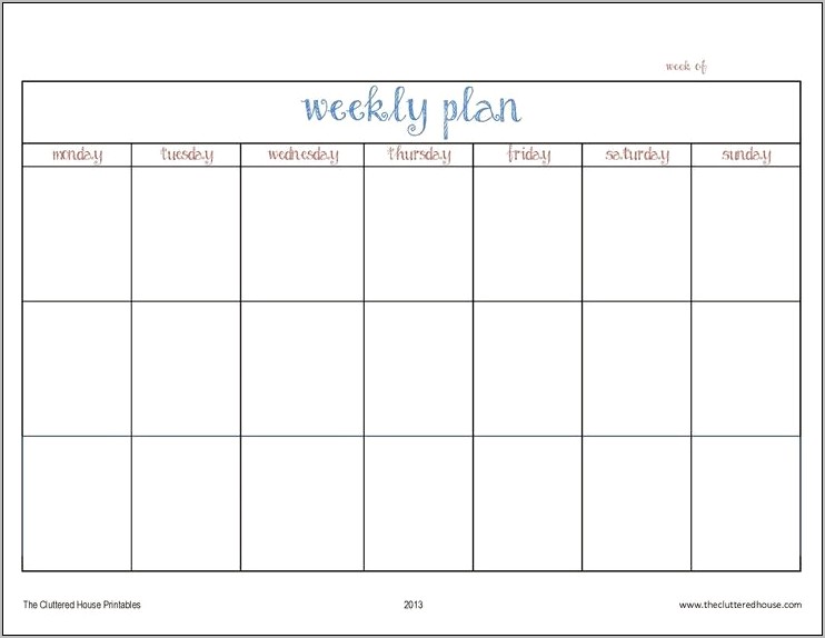 Weekly Planner Free Template Starting With Sunday