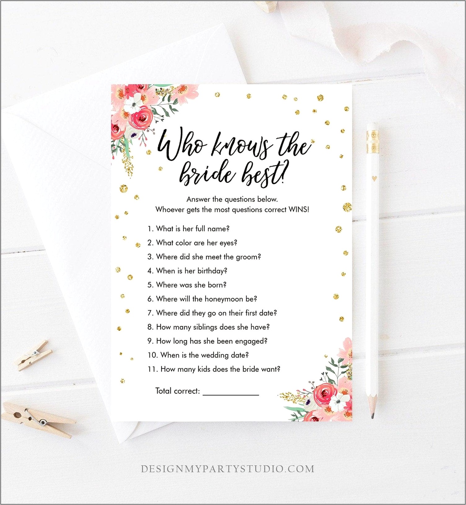 Who Knows The Bride Best Game Free Template