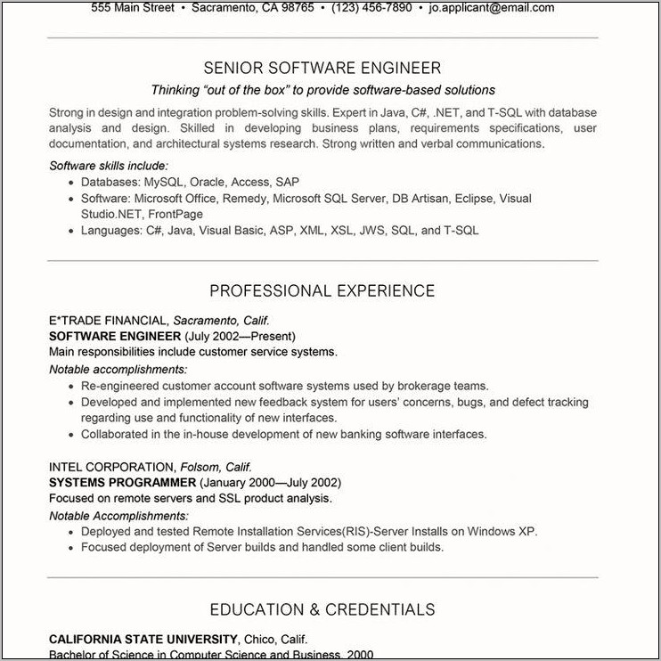 Windows Server Engineer Sample Resume