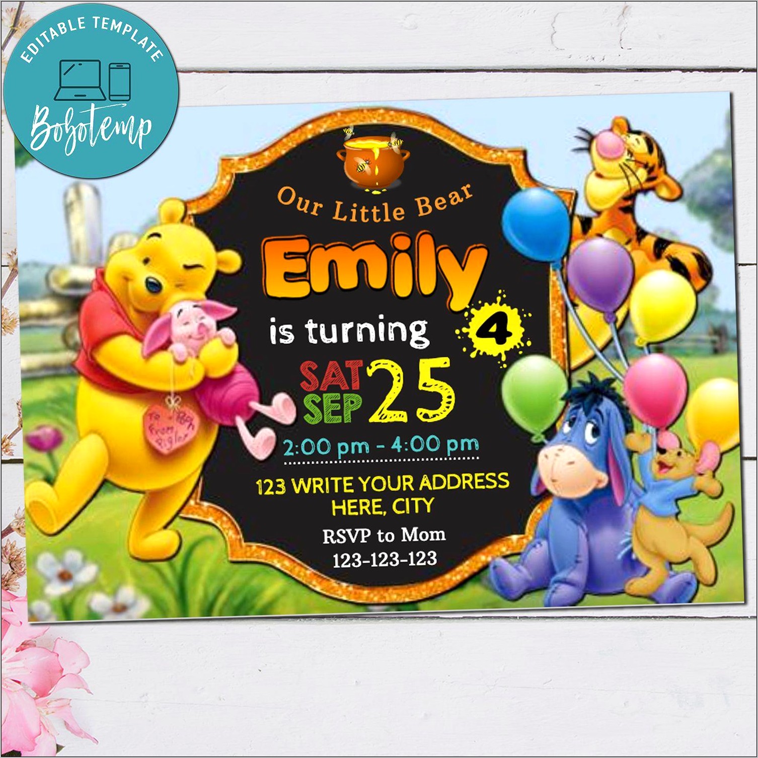 Winnie The Pooh Birthday Invitations Free Printable Templates