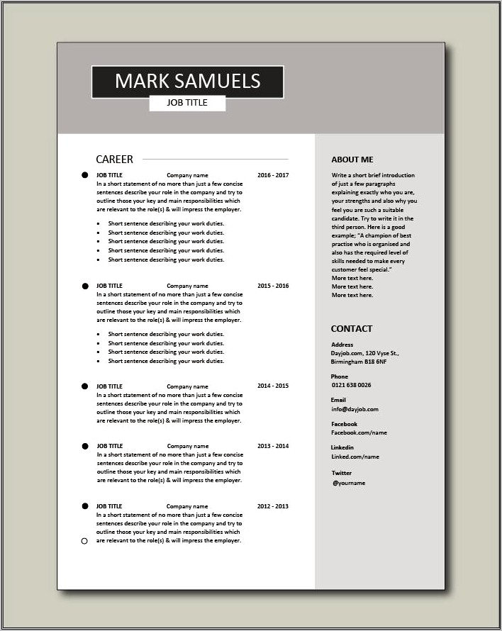 Word Resume Templates 2017 Free