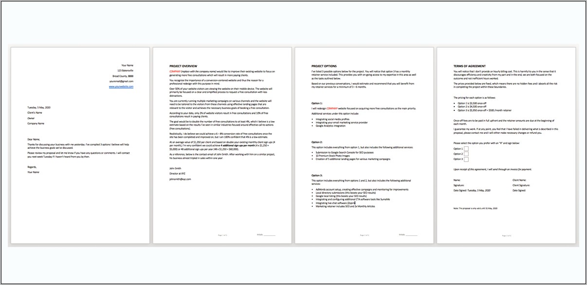 Word Web Design Proposal Templates Free Download