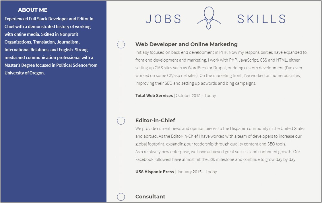 Wordpress Website As Resume Skills