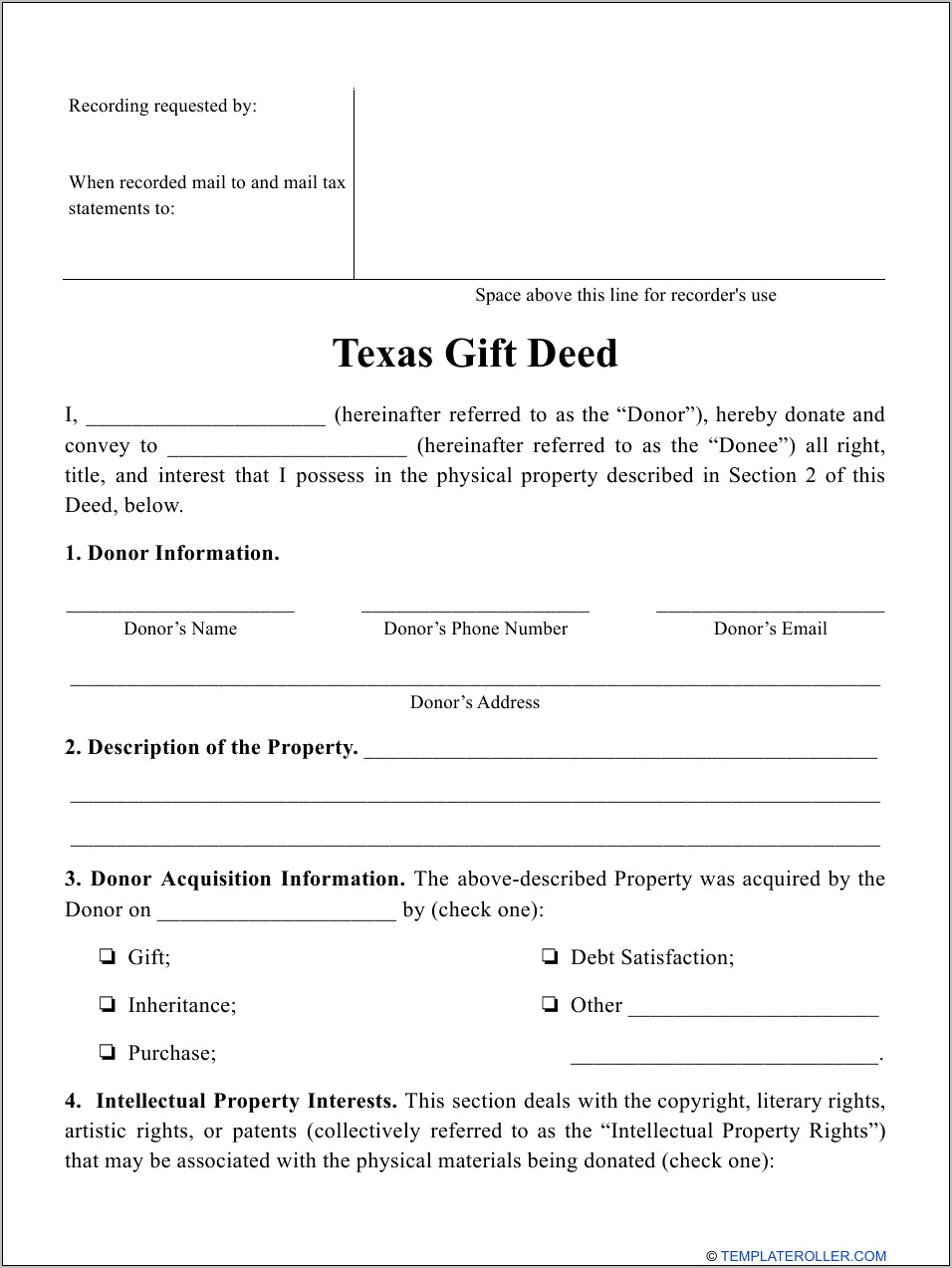 Words Download Free Gift Deed Texas Template