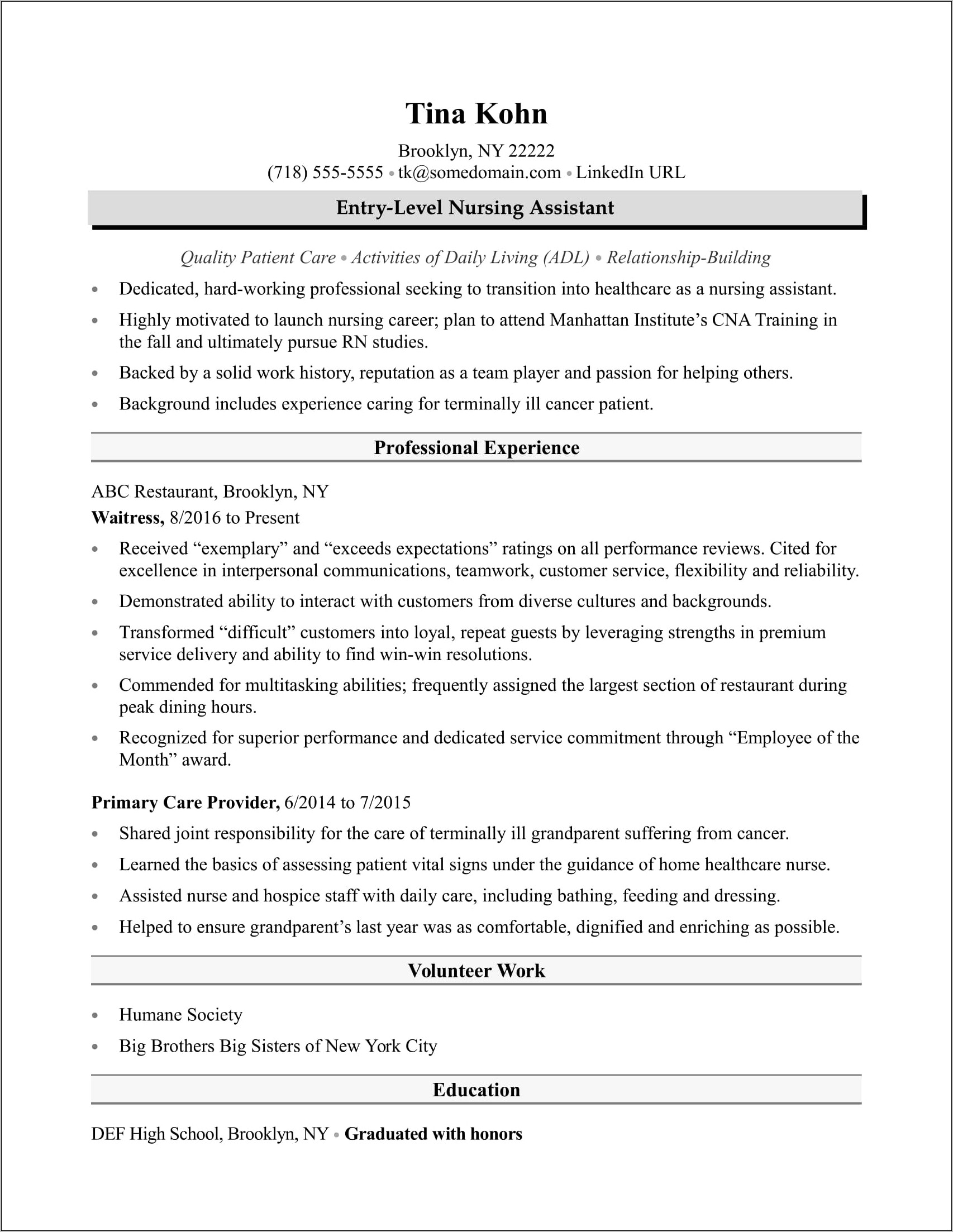 Work It Daily Resume Sample