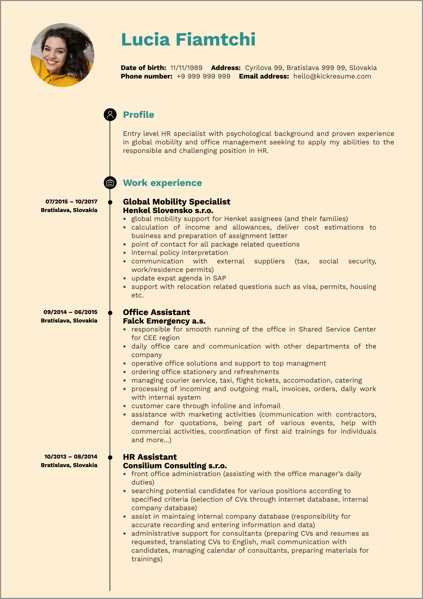 Work Permit Job Resume Format