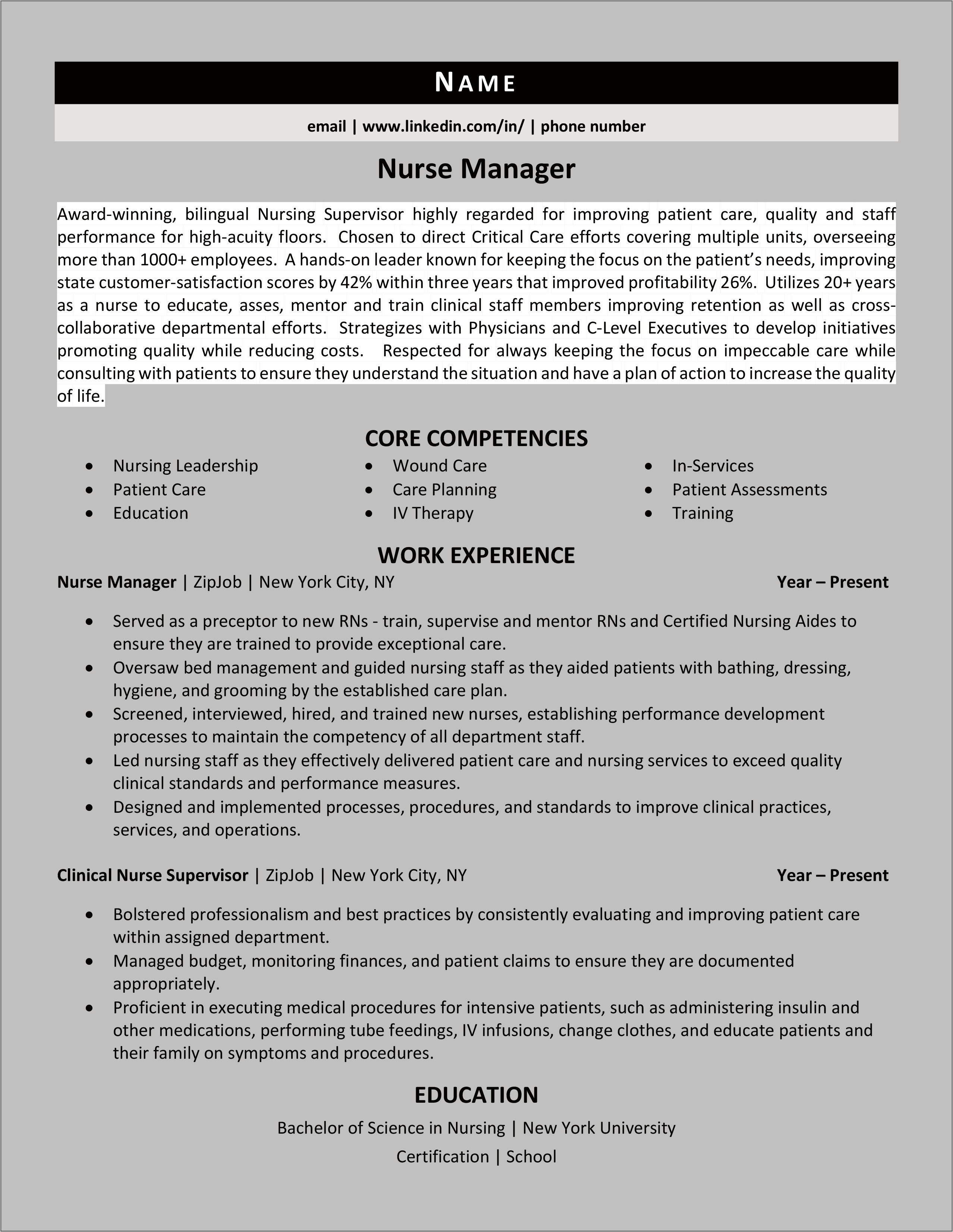 Wound Care Rn Resume Sample