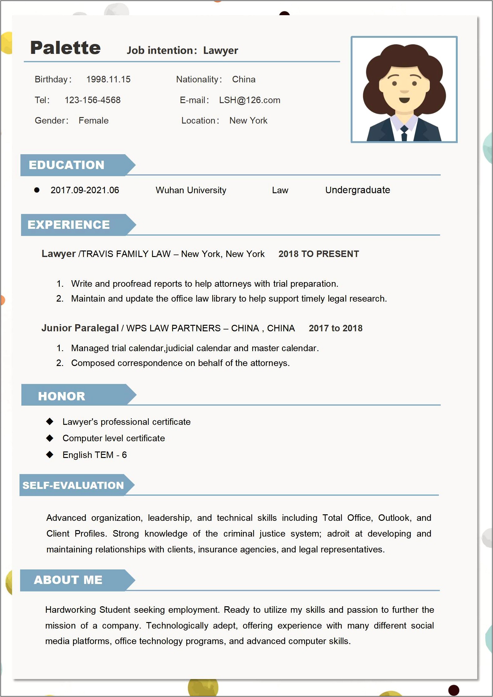 Wps Office Resume Template Free