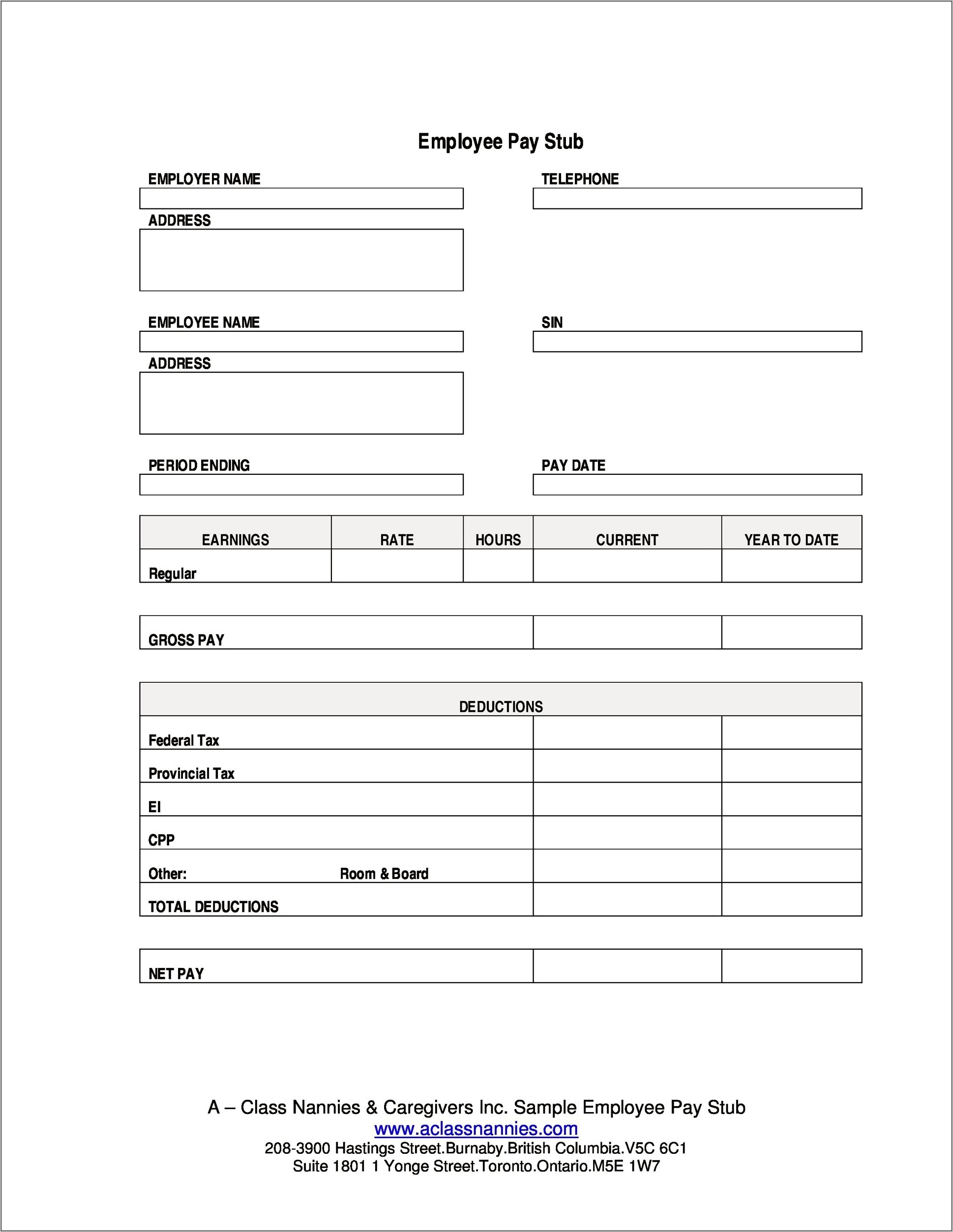 Year To Date Employee Payment Template Free